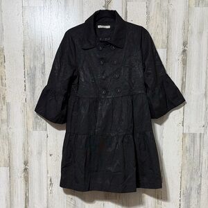Hazel Black Double-Breasted Trench Coat